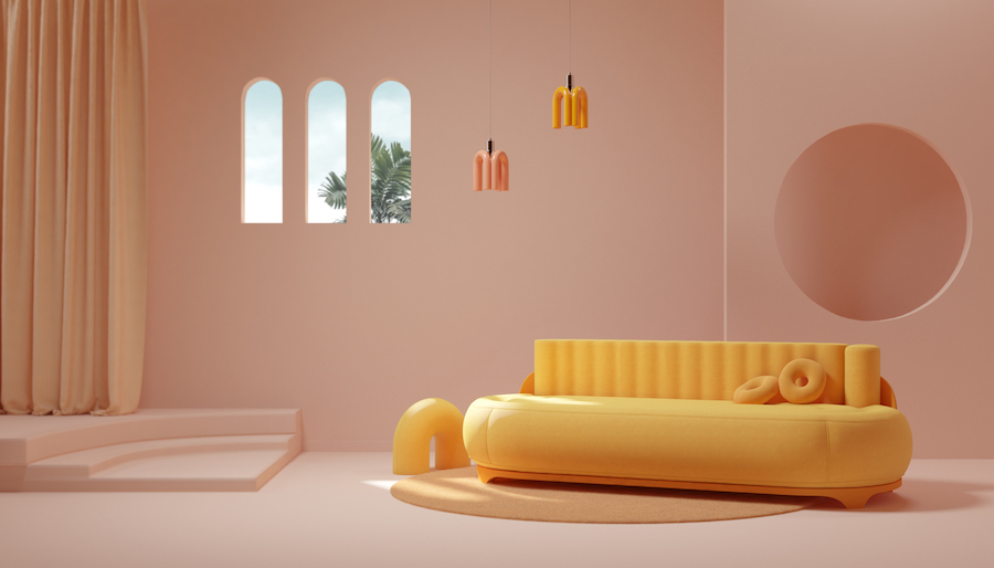 Желтый дизайнерский диван