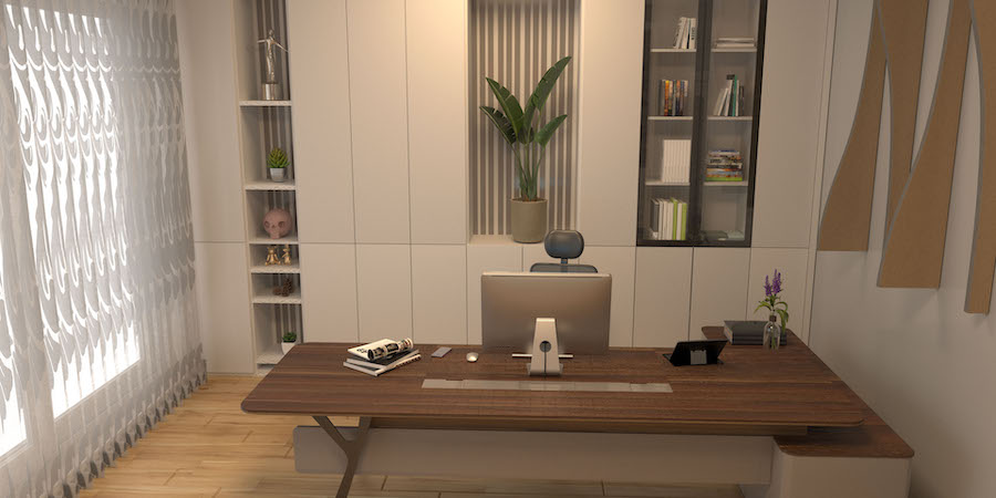 Стол начальника в коричневом кабинете