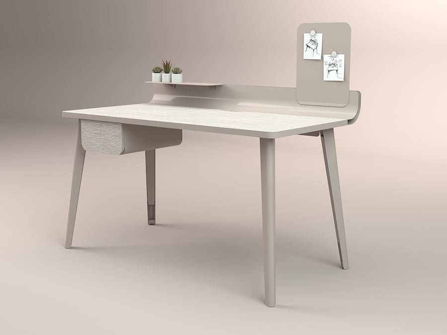 Столешница из светлого дерева в металлическом каркасе