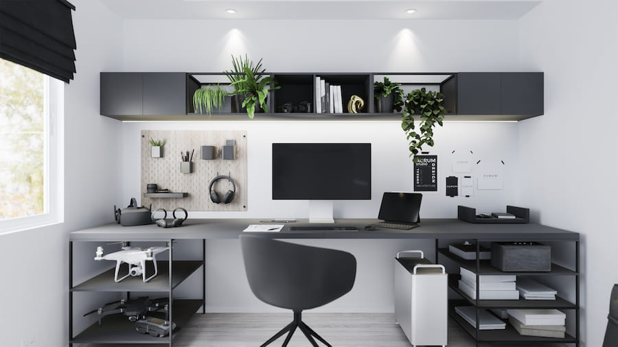 Серый металлический стол в стиле минимализм