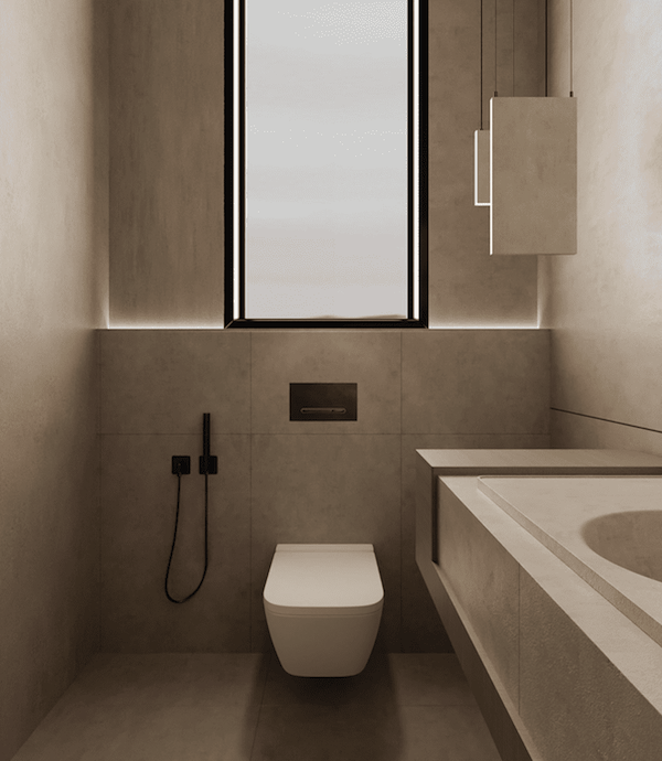 Ванная комната, светодиодная панель, инсталляция для унитаза, раковина