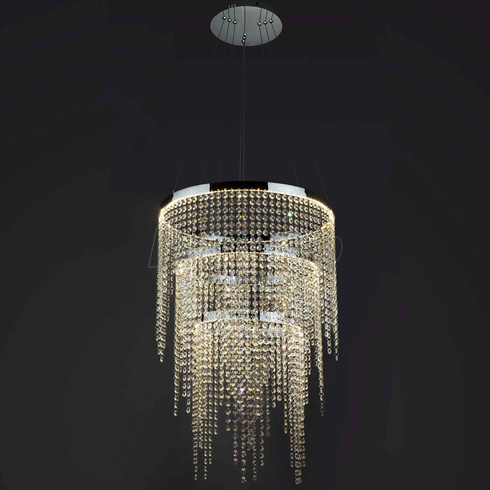 podvesnoj svetilnik svetodiodnyj s hrustalem strotskis 4200k eurosvet royal 90050 3 hrom 72w