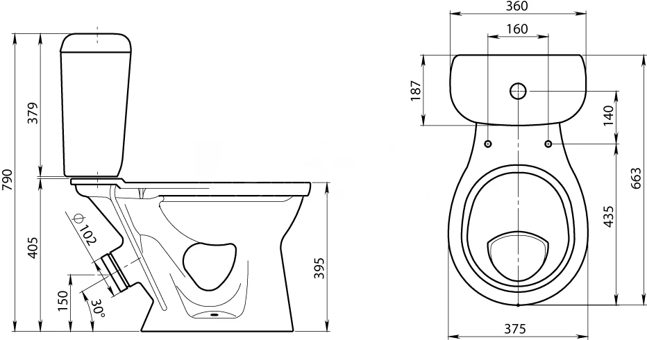 1.P301.6.S00.00B.F Унитаз-компакт Santeri Виктория косой выпуск, цена ...