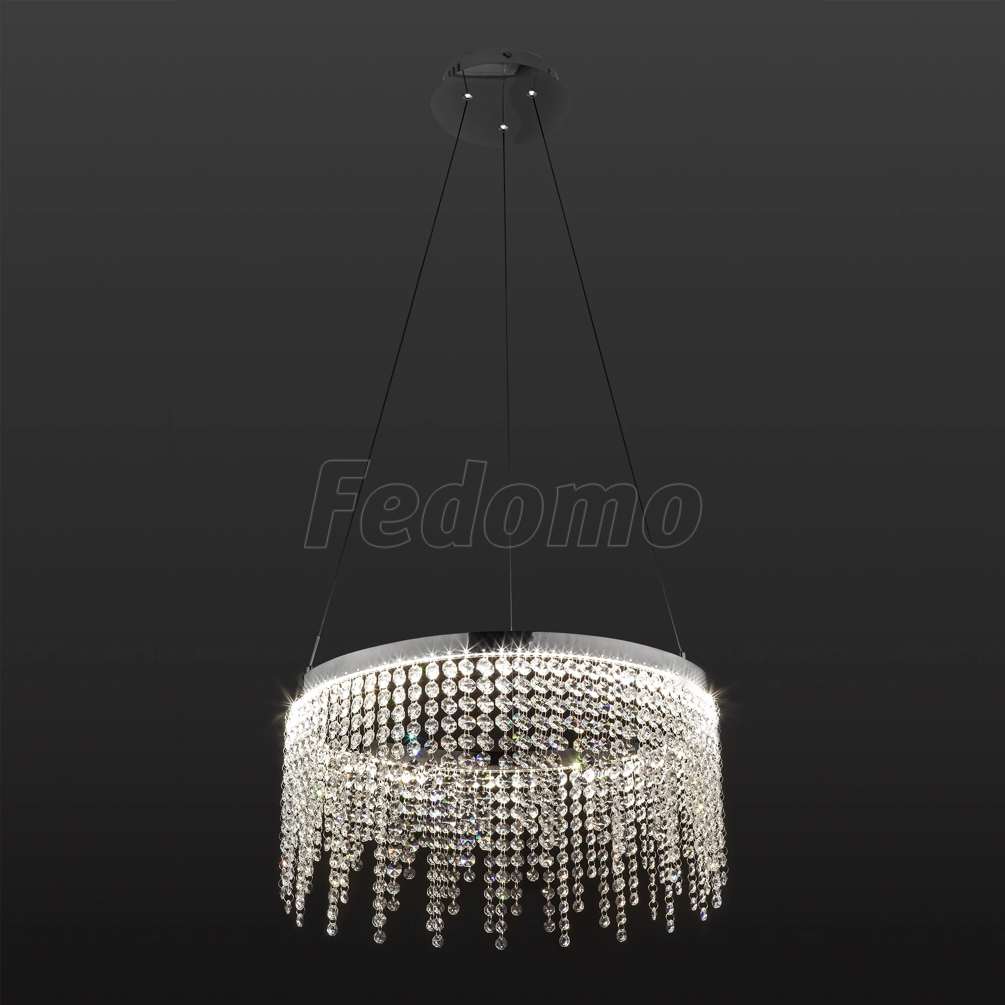 podvesnoj svetilnik svetodiodnyj s hrustalem strotskis 4200k eurosvet royal 90050 1 hrom 30w