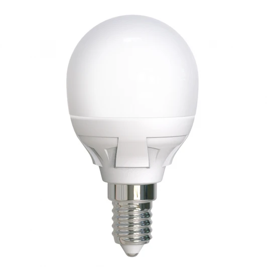LED-G45 7W/6500K/E14/FR PLP01WH Лампа светодиодная, форма «шар», матовая, дневной белый свет 6500K Uniel Яркая LED-G45 7W/6500K/E14/FR PLP01WH
