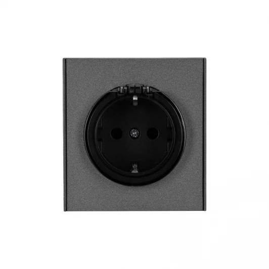 KR-78-0702-6 Розетка 1-ая с/з с/у, со шторками и крышкой 16А графит Kranz Strong KR-78-0702-6