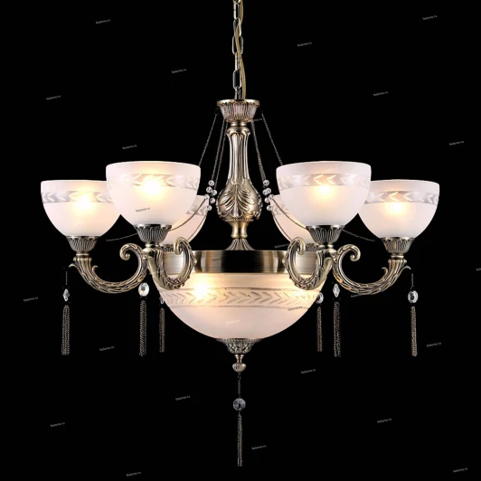70025-6+3C ANTIQUE Люстра подвесная Natali Kovaltseva Cordoba, 9 ламп, бронза с белым и прозрачным