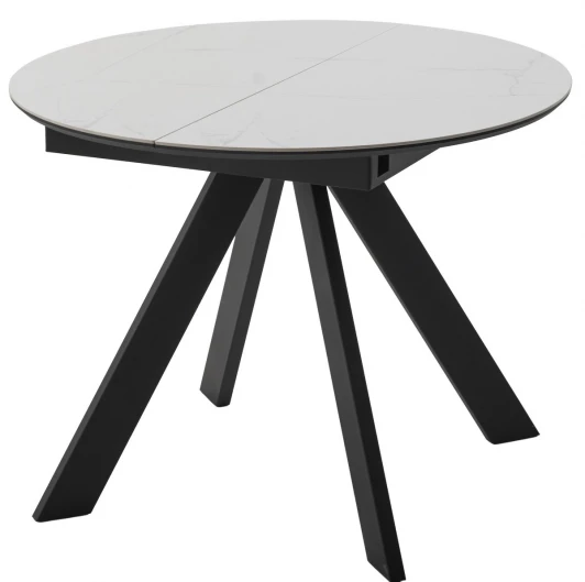 480M06037 Стол БОНЖУР 100 цвет БЕЛЫЙ МРАМОР, керамика / ЧЕРНЫЙ каркас M-City 64582