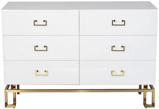 KFG089 KFG089 Комод 6 ящиков белый/золото 120*42*80см Garda Decor