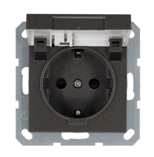 G5505Z Розетка с защитной крышкой и шторками (мокко) Jasmart G-Classic G5505Z