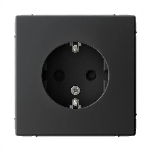 GAL001045 Розетка с заземлением и шторками (карбон) Systeme Electric GAL001045