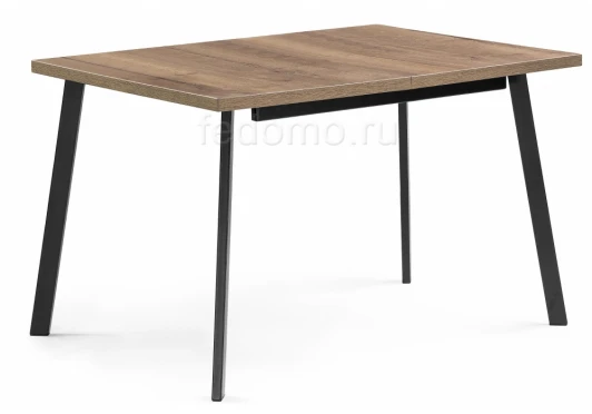 451689 Обеденный стол из дерева Woodville раскладной Колон Лофт 120 32 мм дуб галифакс табако / черный матовый 451689