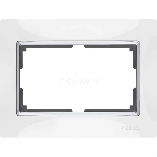 WL03-Frame-01-DBL-white Рамка для двойной розетки Werkel Snabb, белый с хромом