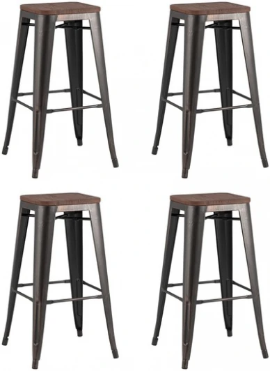 УТ000038372 Стул барный TOLIX WOOD черный патина золото 4 шт Stool Group (арт.УТ000038372)