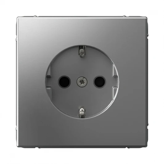 GAL000945S Розетка с заземлением и шторками (сталь) Systeme Electric GAL000945S