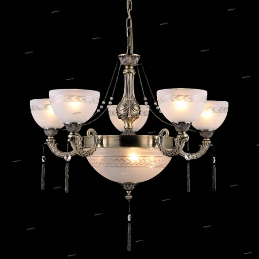 70025-5+3C ANTIQUE Люстра подвесная Natali Kovaltseva Cordoba, 8 ламп, бронза с белым и прозрачным