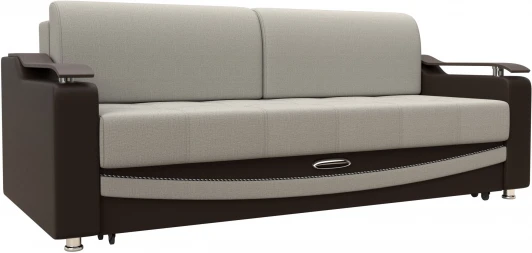 122091 Диван прямой Лига-042 (Бежевый,Коричневый/Рогожка,Экокожа) Лига Диванов арт.122091