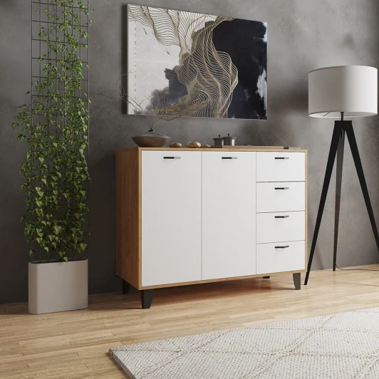 00-00161849 Комод ТЭКС Катрин-12, дуб крафт золотой/белый