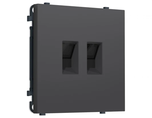 MS912110 Комплект механизма розетки Ethernet RJ-45 двойной с защитной шторкой (Графит Мягкое касание) Ambrella Volt QUANT PRO MS912110