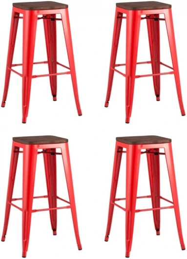 УТ000038368 Стул барный TOLIX WOOD красный глянцевый 4 шт Stool Group (арт.УТ000038368)