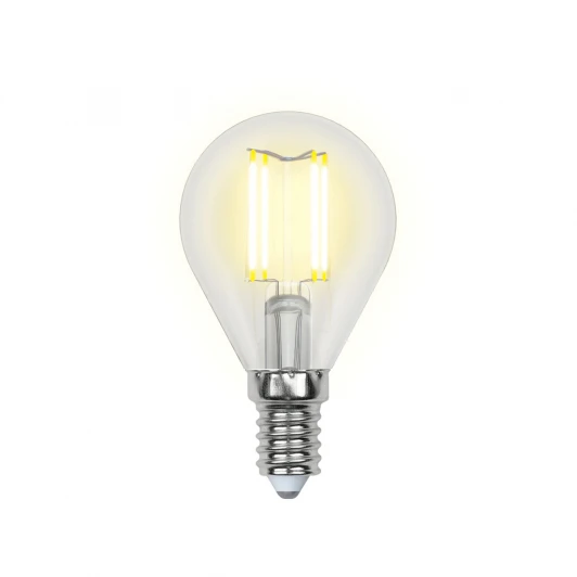 LED-G45-6W/NW/E14/CL PLS02WH картон Лампочка светодиодная шар прозрачная E14 6W 4000K Uniel LED-G45-6W/NW/E14/CL PLS02WH