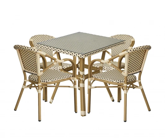 ZF3100T-5-SET Coffee "Кабри" обеденная группа плетеная на 4 персоны, цвет бежево-коричневый 4SIS ZF3100T-5-SET Coffee