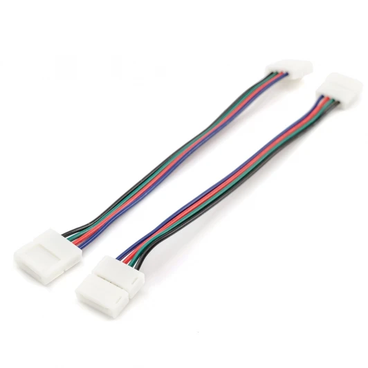 09-12 Комплект коннекторов (2 клипсы с проводами) для RGB-светодиодной ленты 12В, IP20, подложка 10мм Apeyron 09-12