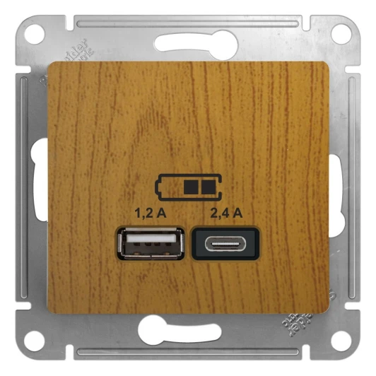 GSL000539 Розетка USB Type A+С (дуб) Systeme Electric GSL000539