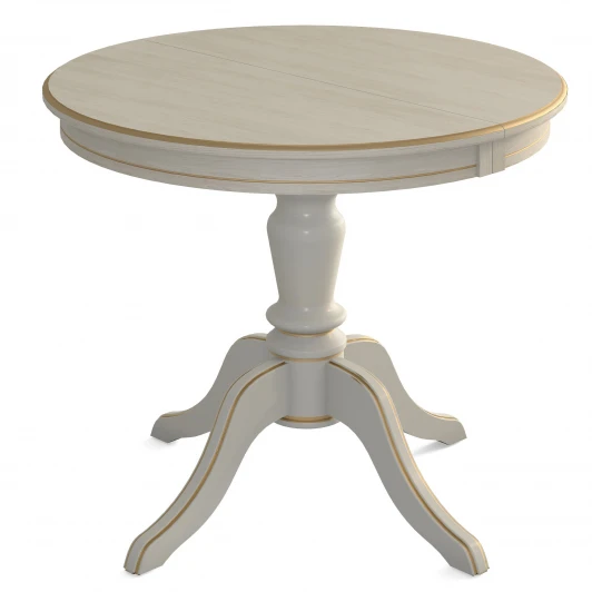 009916 Стол обеденный Линне слоновая кость/золото 90/130*90 Mebelik 009916