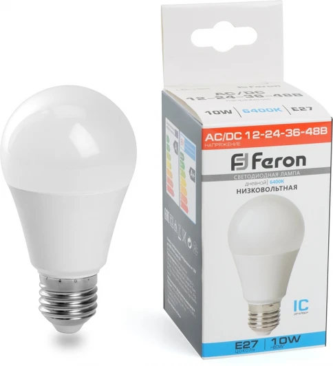48732 Лампа светодиодная низковольтная Feron 48732 LB-192 Шар E27 10W 6400K