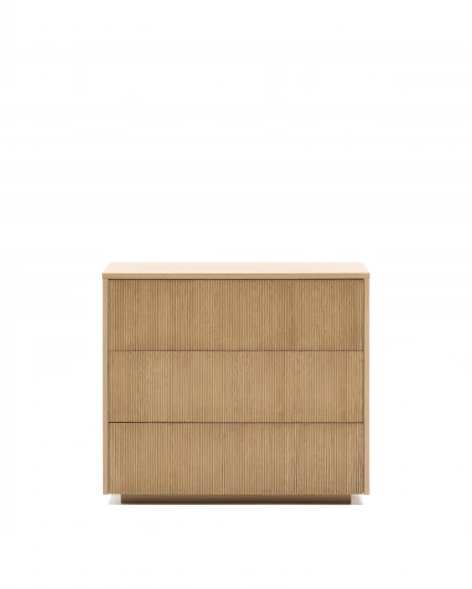 209203 Комод Helvine с 3 ящиками из дубового шпона и закаленного стекла, 86 x 79 La Forma (ex Julia Grup) 209203