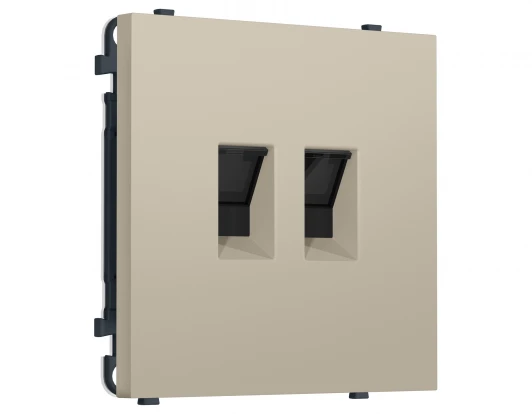 MS352110 Комплект механизма розетки Ethernet RJ-45 двойной с защитной шторкой (Кашемир) Ambrella Volt QUANT PRO MS352110