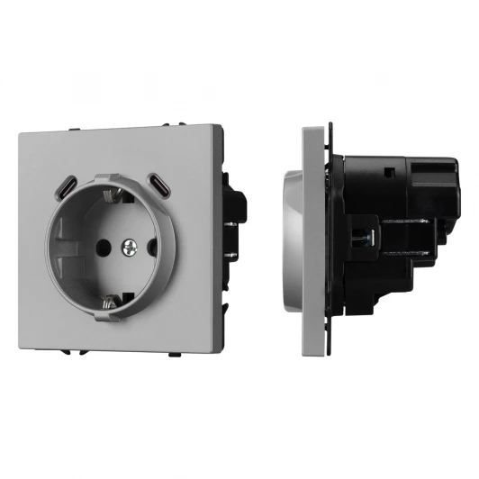 061817(1) Розетка ARL NOBE зк со шторками с USB тип C+С софт-тач никель SCT-MUCC-SFPL-IS (250V, 16A) (Arlight,) 061817(1)
