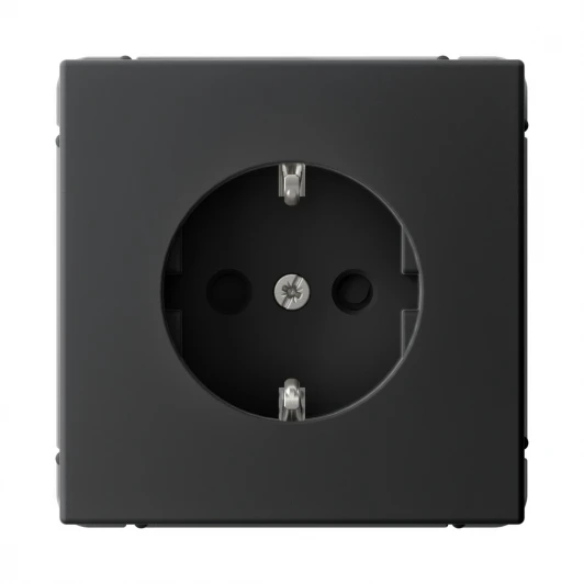 GAL001045S Розетка с заземлением и шторками (карбон) Systeme Electric GAL001045S