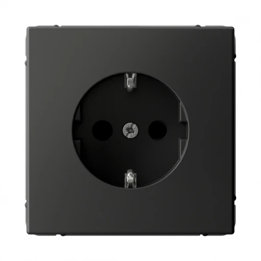 GAL001445S Розетка с заземлением и шторками (базальт) Systeme Electric GAL001445S