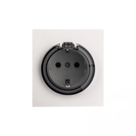 KR-78-0702-4 Розетка 1-ая с/з с/у, со шторками и крышкой 16А жемчуг Kranz Strong KR-78-0702-4