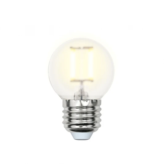 LED-G45-6W/WW/E27/FR PLS02WH картон Лампочка светодиодная шар прозрачная E27 6W 3000K Uniel LED-G45-6W/WW/E27/FR PLS02WH