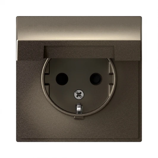 GAL000646 Розетка с заземлением, шторками и крышкой (мокко) Systeme Electric GAL000646