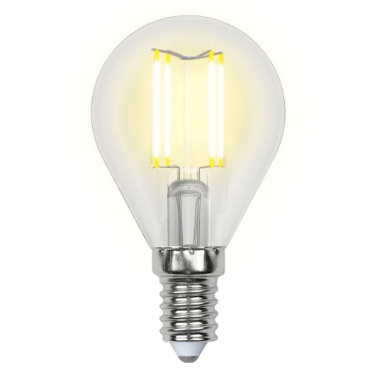 LED-G45-6W/WW/E14/CL GLA01TR картон Лампочка светодиодная груша прозрачная E14 6W 3000K Uniel LED-G45-6W/WW/E14/CL GLA01TR