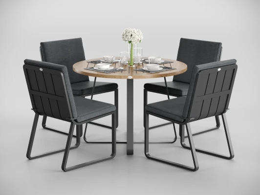 DPPRM.010810.C2 Комплект садовой мебели Patio Primavera 100 серая, алюминий/тик Gardenini DPPRM.010810.C2