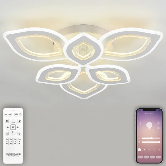 LED LAMPS 81198 Потолочная люстра светодиодная Natali Kovaltseva Angel LED LAMPS 81198 с пультом ДУ, моб. приложением 240W, белый, LED