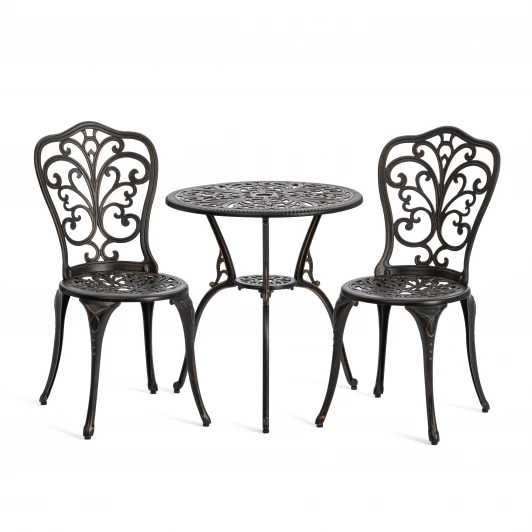 10670 Комплект Secret de Maison Romance/Романс (стол+2 стула) алюминиевый сплав, D60/H67, 53х41х89см, бронзовый Tetchair 10670