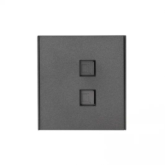 KR-78-0725-6 Розетка компьютерная двойная RJ45+RJ45 кат6 с/у графит Kranz Strong KR-78-0725-6