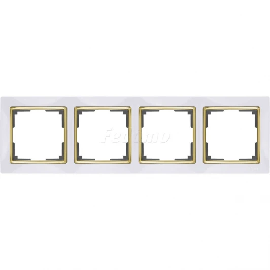 WL03-Frame-04-white-GD Рамка на 4 поста Werkel Snabb, белый с золотом