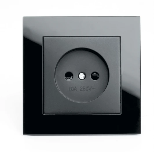 39512 Розетка встраиваемая без заземления со шторками (черный) Stekker Катрин 39512