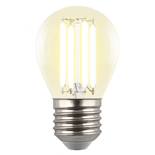 LED-G45-4W/3000K/E27/CL GLY01TR Лампа светодиодная, форма "шар", прозрачная, теплый белый свет 3000K Uniel Яркая A++ LED-G45-4W/3000K/E27/CL GLY01TR