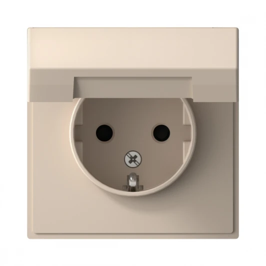 GAL001246 Розетка с заземлением, шторками и крышкой (песочный) Systeme Electric GAL001246