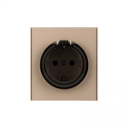 KR-78-0702-8 Розетка 1-ая с/з с/у, со шторками и крышкой 16А шелк Kranz Strong KR-78-0702-8