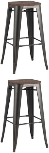 УТ000038371 Стул барный TOLIX WOOD черный патина золото 2 шт Stool Group (арт.УТ000038371)