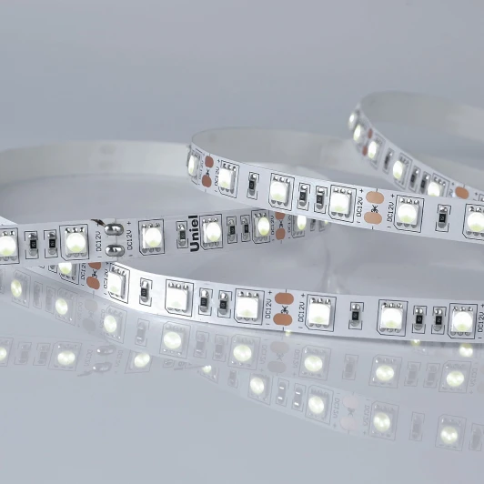 ULS-M25-5050-60LED/m-10mm-IP20-DC12V-14,4W/m-5M-6500K PROFI катушка в герметичной упаковке Светодиодная лента Uniel ULS-M25-5050-60LED/m-10mm-IP20-DC12V-14,4W/m-5M-6500K PROFI катушка в герметичной упаковке